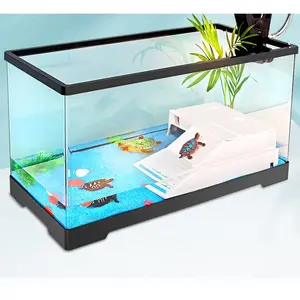 TT Turtle Tank Home Living Room Small Desktop Villa Breeding Tank with Basking Platform Ecological Turtle Tank