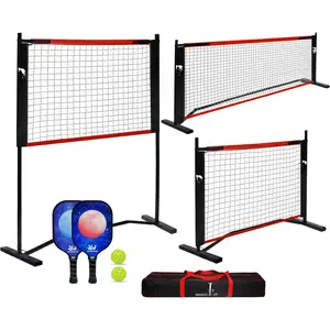 10FT Mini Pickleball Net, 4FT Adjustable Height Dink  Rebounder Net with Paddles Set of 2, Pickleballs and Carry Bag for Outdoor Indoor Driveway , Easy Setup