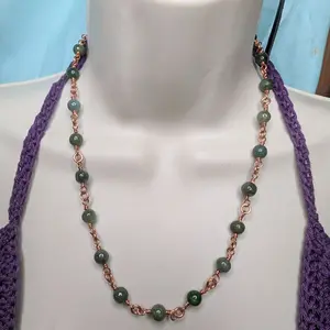 Versatile Handcrafted Crystal & Copper Chain, Nephrite Jade