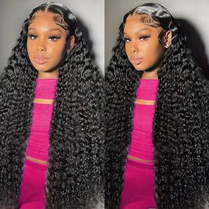 Water Wave 13x6 Lace Front Wigs Human Hair Pre Plucked with Baby Hair 180 Density Curly HD Transparent Lace Frontal Wigs Wet and Wavy Human Hair Wig for Women