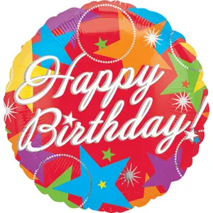 Vibrant Starburst Happy Birthday Foil Balloon