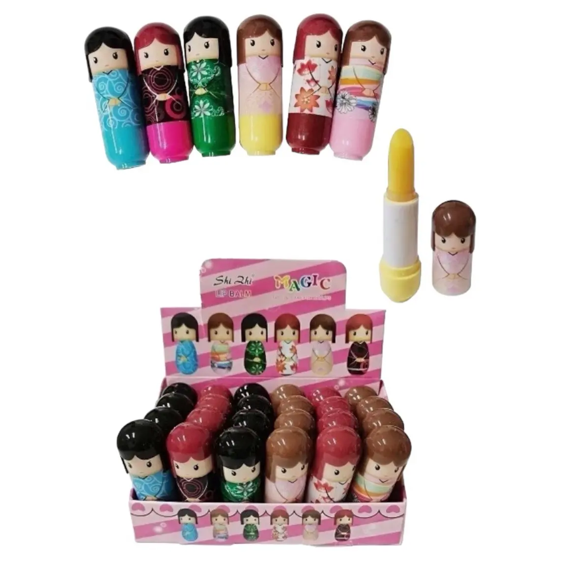 24 PIECES SETS -Shi-2-Hi Magic Ph Lip Balm moisturizing lipsticks/ Miss Royal 24PC-High shine Waterproof PH Tint LipGlosses-you get 4x6-pc Sets! 24 Magical moisturizing lipsticks or Glosses that change colors depending on your pH! Cosmetic sets