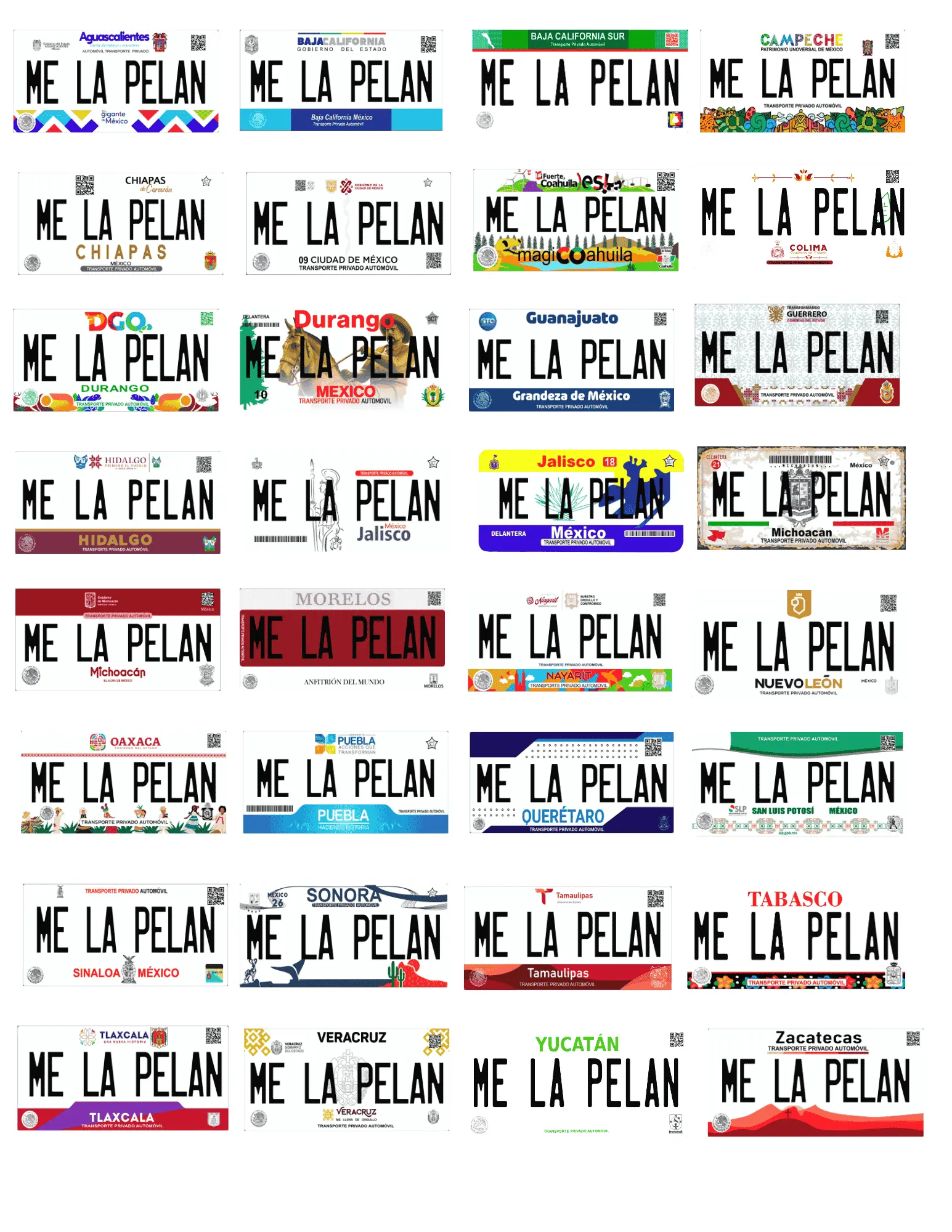 Estados Mexicanos ML PELAN PLACAS