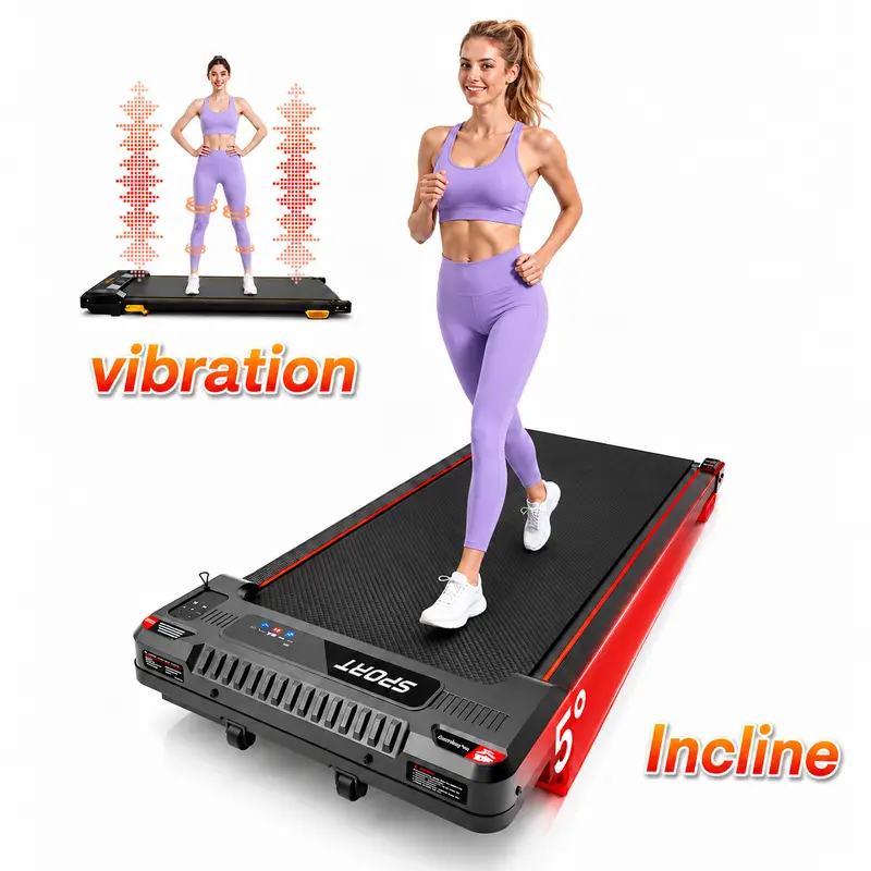 3-in-1 Remote Controlled Incline Treadmill - 2.5HP Sturdy Metal Under Desk Walking Pad, Foldable Rail, Soothing Massage, 330lb Capacity, LED Display, Compact Workout Station, 5% Constant Incline, Home/Office Fitness Gear with Customer Service