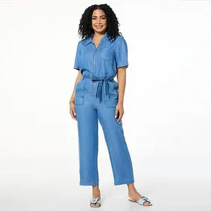 G by Giuliana Woven Tencel Wide Leg Jumpsuit