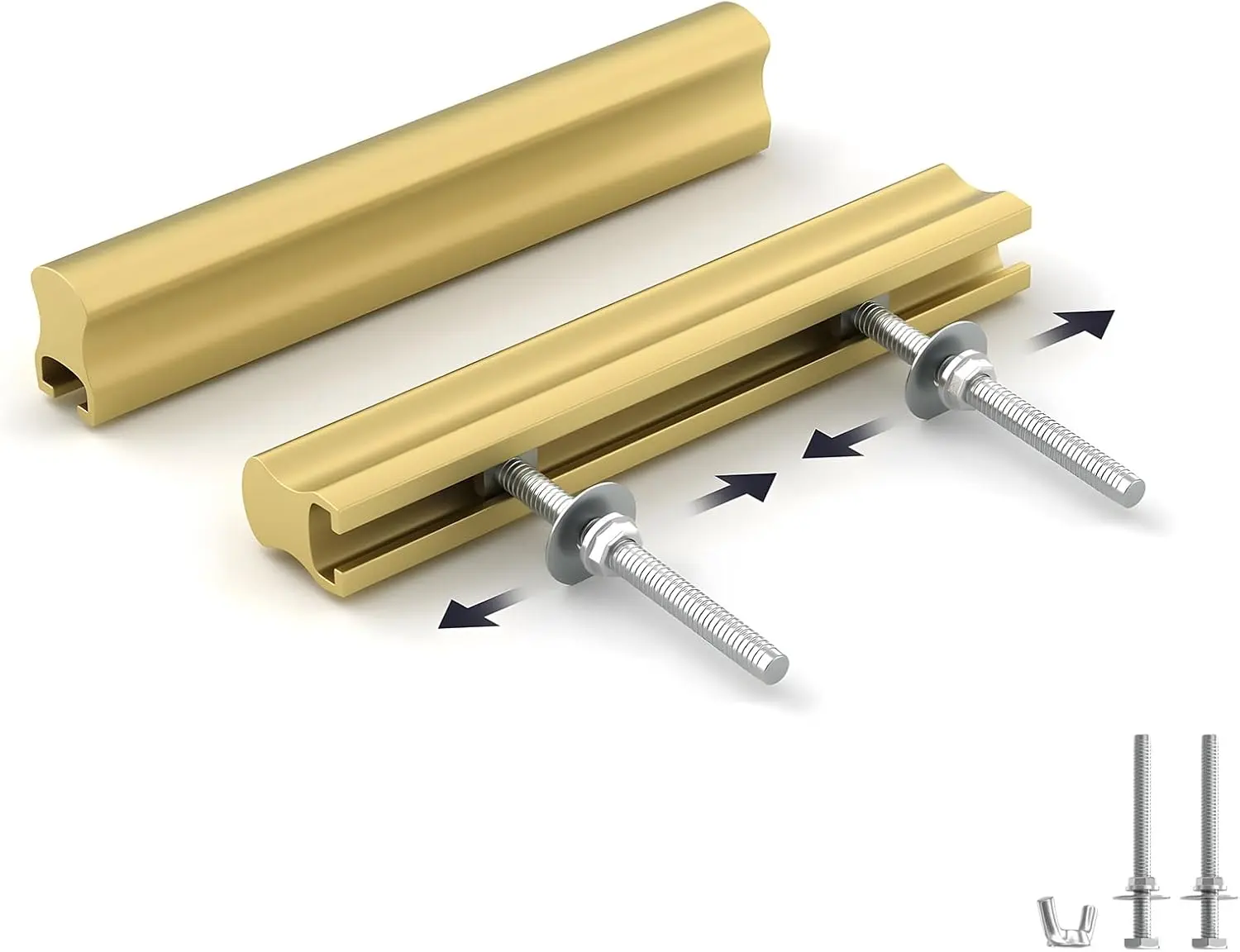 10-Pack Adjustable Drawer Pulls Set - Multi-Size Metal Hardware Handles, 1"-4" (25-102 mm) Hole Distance Gold Inches/mm Handles for Kitchen Hardware, Metal Hardware Handle Sets