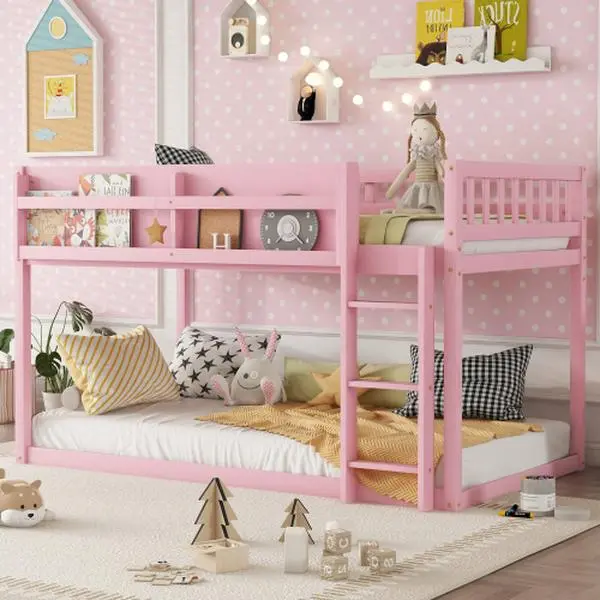 Twin Secure Pine Wood 2-Way Convertible Loft Bed - Compact, Full-Length Guardrails, 3-Step Ladder, Storage Shelf, Low Profile, Space-Saving, Reinforced Bottom Frame, Durable, Easy Setup, Assembly Required, Kids’ Bedroom Safety Furniture for Dorms, Kids’ B