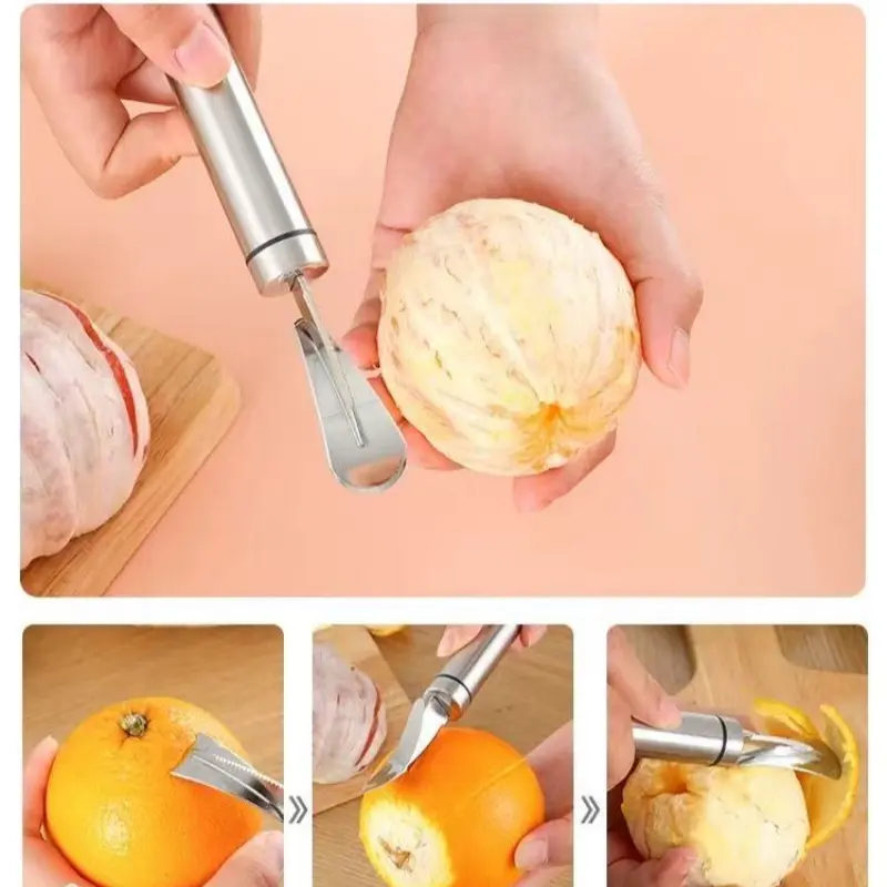 Stainless Steel Citrus Peeler，Perfect for Oranges, Grapefruits & More，Sharp Stainless Steel Blade for Easy Peeling, Ideal for Home, Parties & Outdoor Use