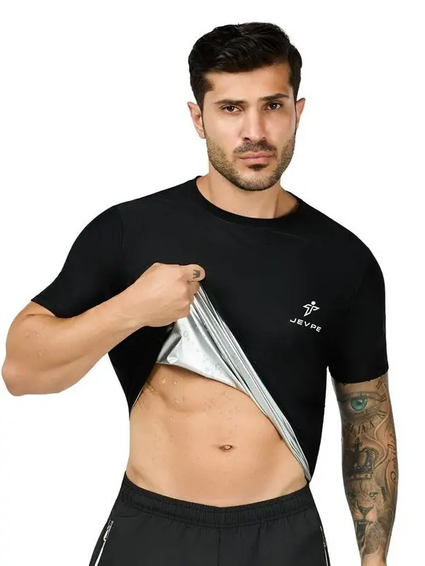 Men's Sauna Suit Shirt Athletic Tee, Short Sleeve Compression T-Shirt, Performance Baselayer Workout Shirt,Sweat Shaper