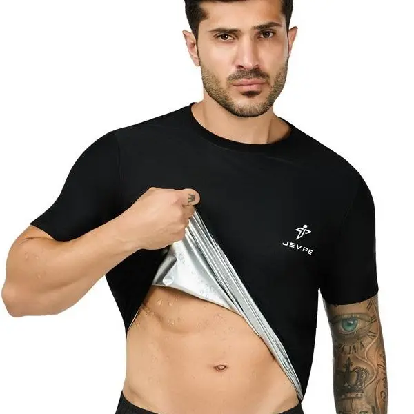 Sweat Shaper Men's Sauna Suit Shirt Athletic Tee, Short Sleeve Compression T-Shirt, Performance Baselayer Workout Shirt