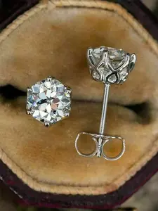 1 Pair Cute Cubic Zirconia Stud Earrings For Women For Wedding Engagement Anniversary Party Jewelry Christmas Day Gift Studs Earrings