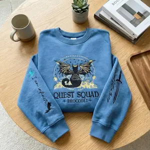 Broccoli Quest Squad Embroidered Crewneck – Onyx Storm Hoodie – Fourth Wing Basgiath War College Shirt