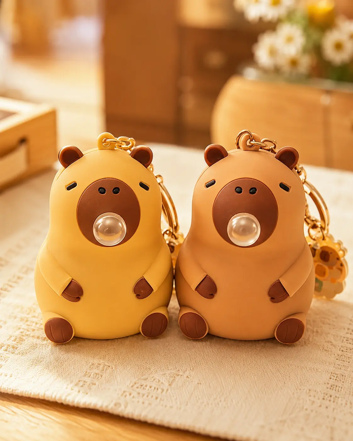 2-Pack Cute Capybara Bubble Keychain Charms, Fashion Accessory for Key Decoration