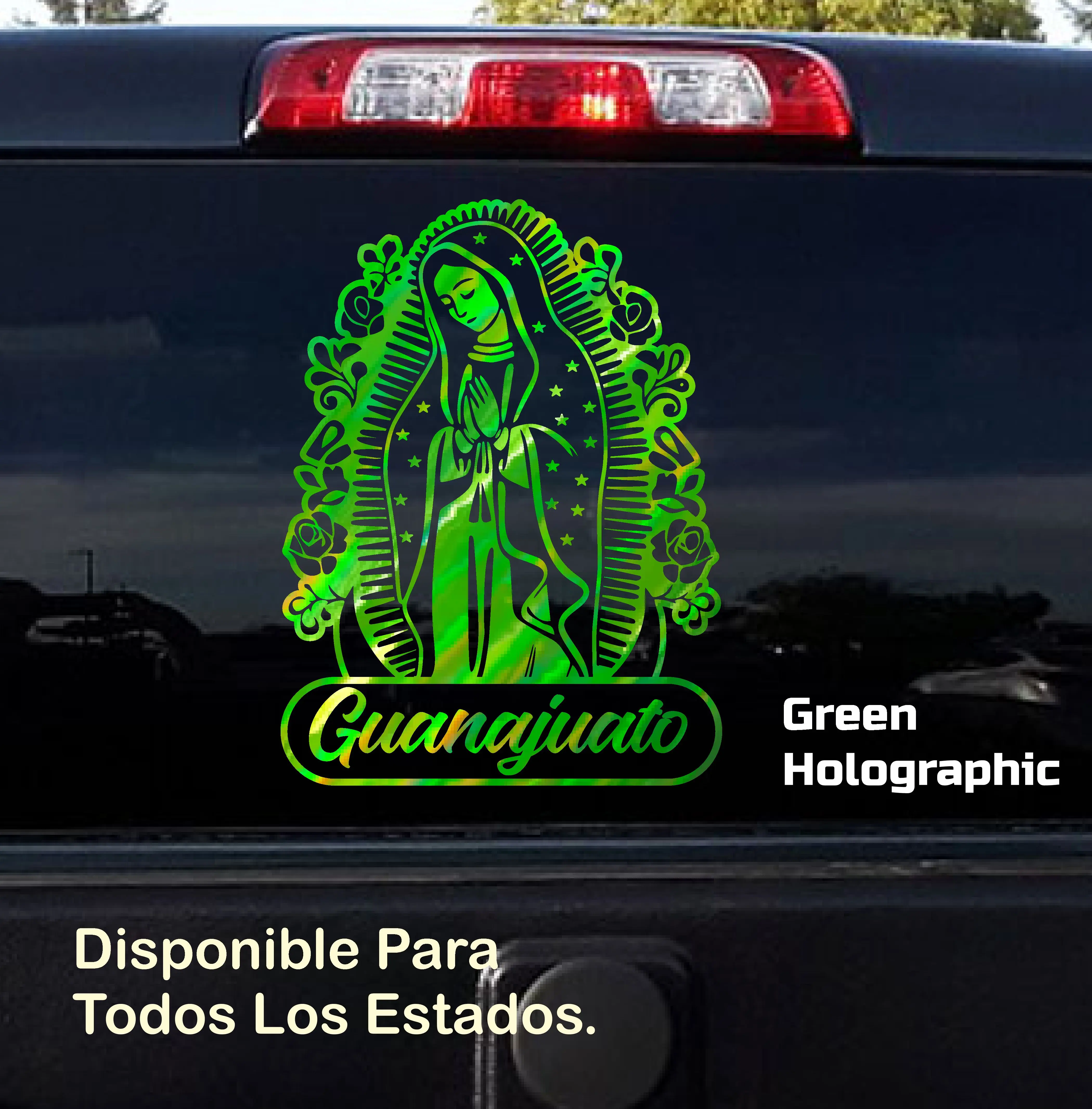 Sticker Virgen de Guadalupe Estados - Adhesive Vinyl Decal:   Motorcycle, Car, Boats, Glass Doors and Walls | Different Sizes and Colors Available | Easy installation multipurpose exterior vehicle decoration