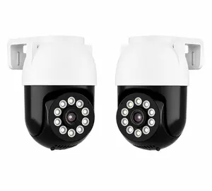 2-Pack Home Security IP Camera, 2K 360° PTZ Rotation, IP66 Waterproof, Motion Detection Alarm, 2-Way Audio, Color Night Vision, 2.4G Wi-Fi, Micro SD Support, Phone-Compatible Indoor/Outdoor Monitoring Camera with Lens, Recording & Manufacturer Warranty