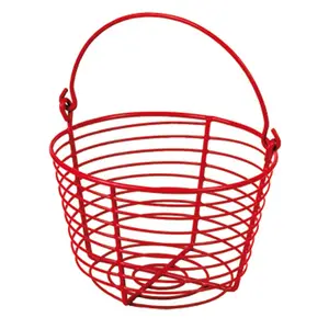 Red Wire Chicken Egg Basket with Handle – Holds 24–36 Eggs