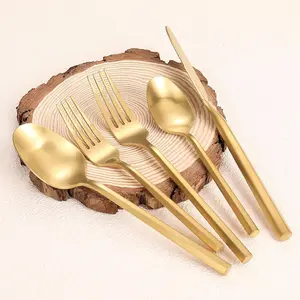 Matte Silverware Set  Flatware Set with Hexagon Handle 20 count 18/0 Stainless Steel Cutlery Set Wedding Housewarming  Service for 4 (Matt )