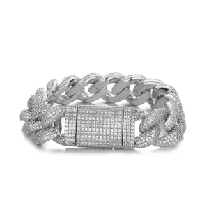 9094 Cuban Chain Bracelet 9 Inches 18mm Streetwear Jewelry for Rappers Complimentary shipping