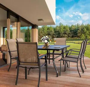 7-Pieces Rust-Free Metal Outdoor Patio Dining Set with 6 Textilene Dining Chairs and Rectangular Dining Table