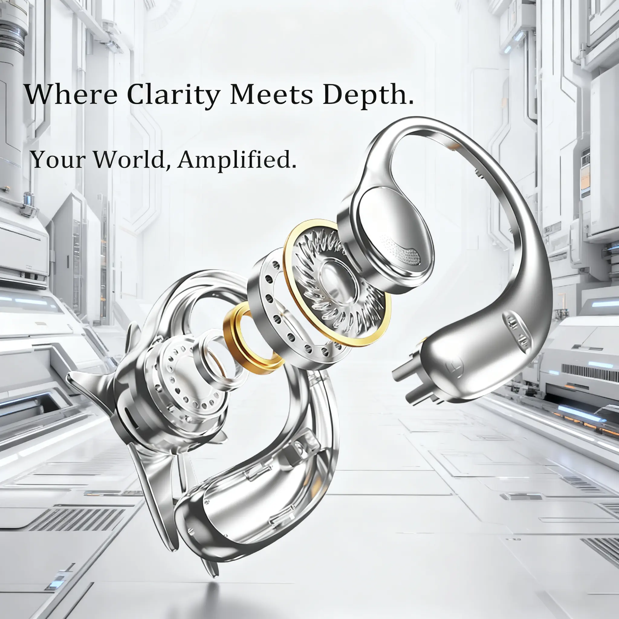 ERDU Air Note Open-Ear Bluetooth Earbuds with 3-in-1 Ear-Cuff