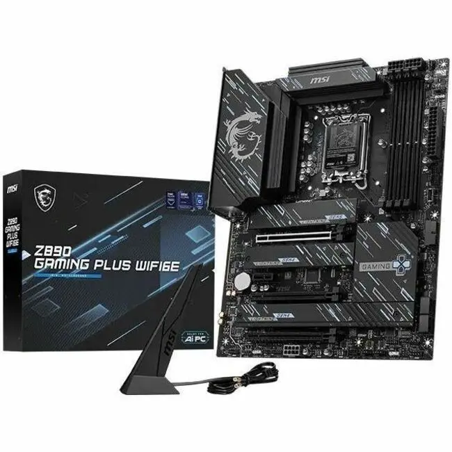 MSI Z890 GAMING PLUS WIFI6E Gaming Desktop Motherboard Intel Z890 Chipset Socket LGA-1851 ATX Core Ultra Processor Supported 256 GB DDR5 SDRAM Maximum RAM DIMM UDIMM 4 x Memory Slots Gigabit Ethernet IEEE 802.11 a/b/g/n/ac/ax HDMI D Z890GAMPLUSWIFI6E