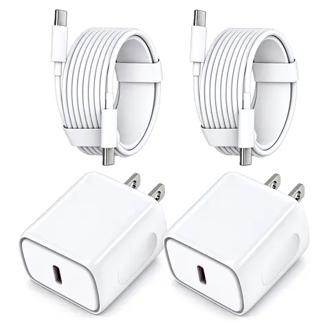 4-Pack 20W PD Fast Phone Charger Block with 6FT Type-C Cable, Chargers for iPhone 18/17/16/15 Series (Pro Max, Air), iPad Pro/Air/Mini, Galaxy & Pixel Wall Power Adapter