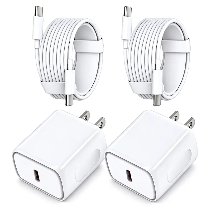 4-Pack 20W PD Fast Phone Charger Block with 6FT Type-C Cable, Chargers for iPhone 18/17/16/15 Series (Pro Max, Air), iPad Pro/Air/Mini, Galaxy & Pixel Wall Power Adapter