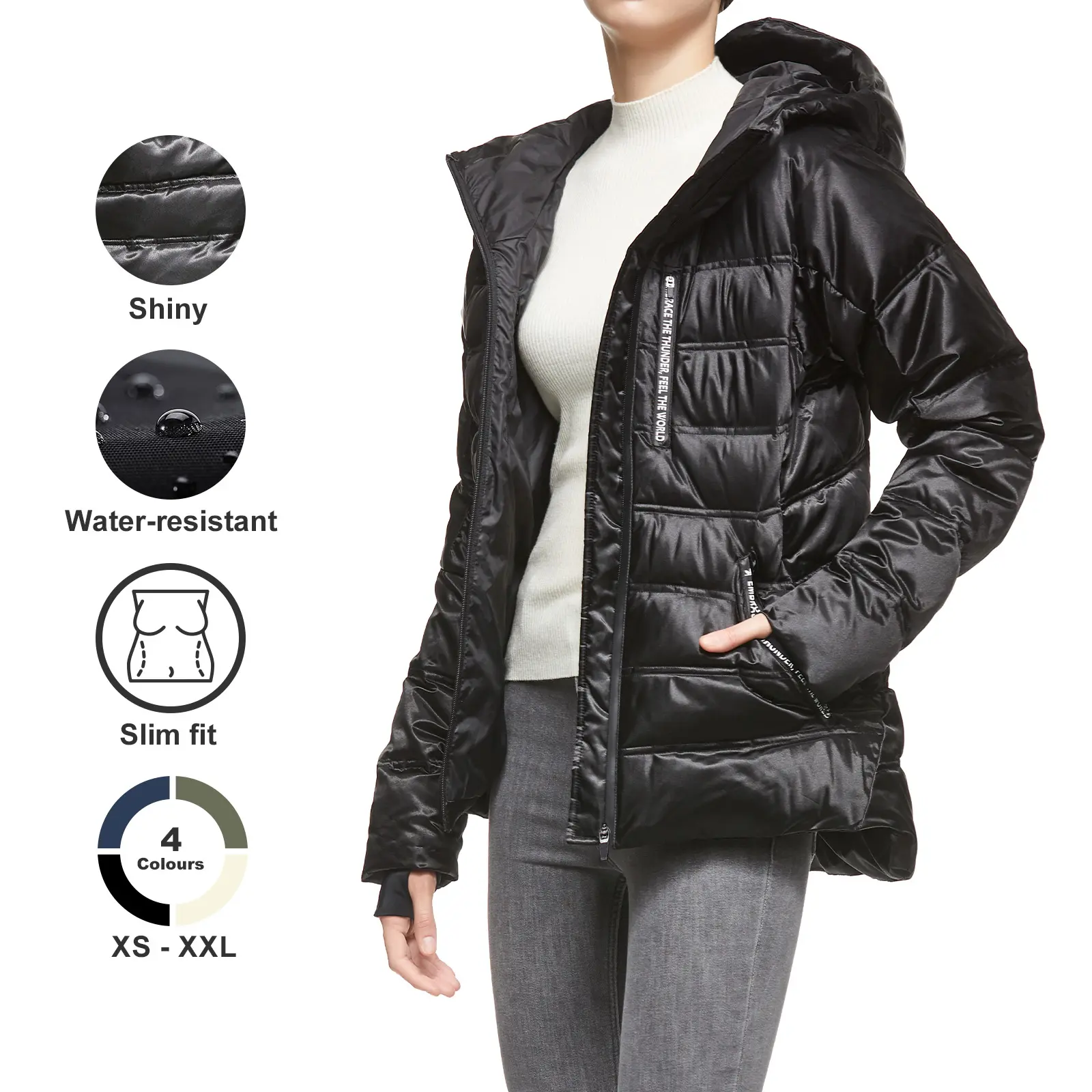 Orolay Outwear Women's Unique Quilting Down Jacket with Hood - Fashionable and Warm Winter Coat for Cold Weather Basic Womenswear Tops Outerwear