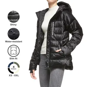 Orolay Outwear Women's Unique Quilting Down Jacket with Hood - Fashionable and Warm Winter Coat for Cold Weather Basic Womenswear Tops Outerwear