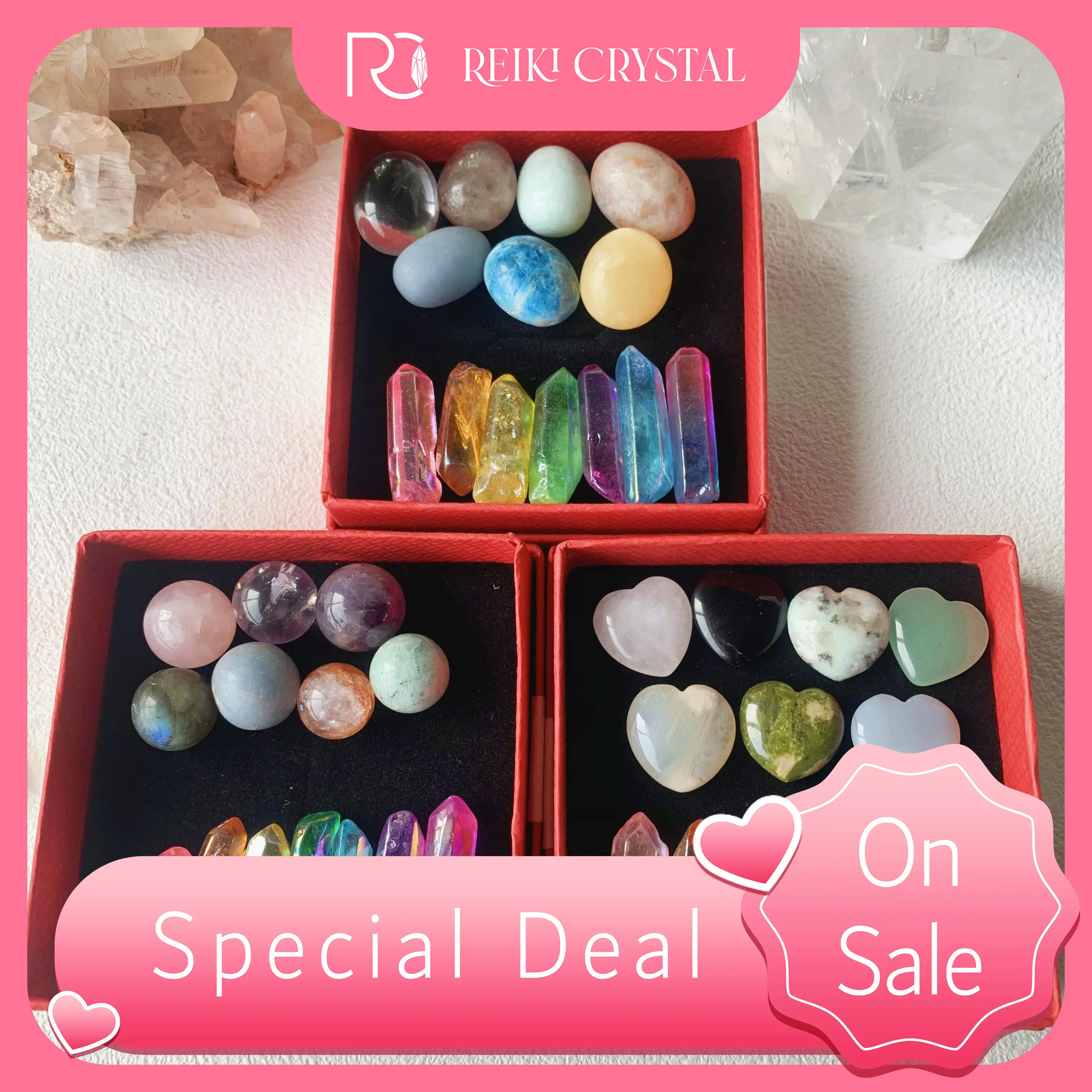 14pcs Hexagon Pointed Quartz Stone Gift Box