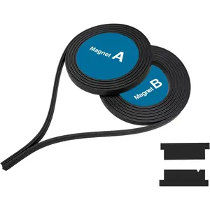 3/8" Width x 78" Length A+B Paired Non-Adhesive Magnetic Strips, 2 Rolls Insert for Shower Door Replacement for Framed and Semi-Framed Sliding Glass Doors