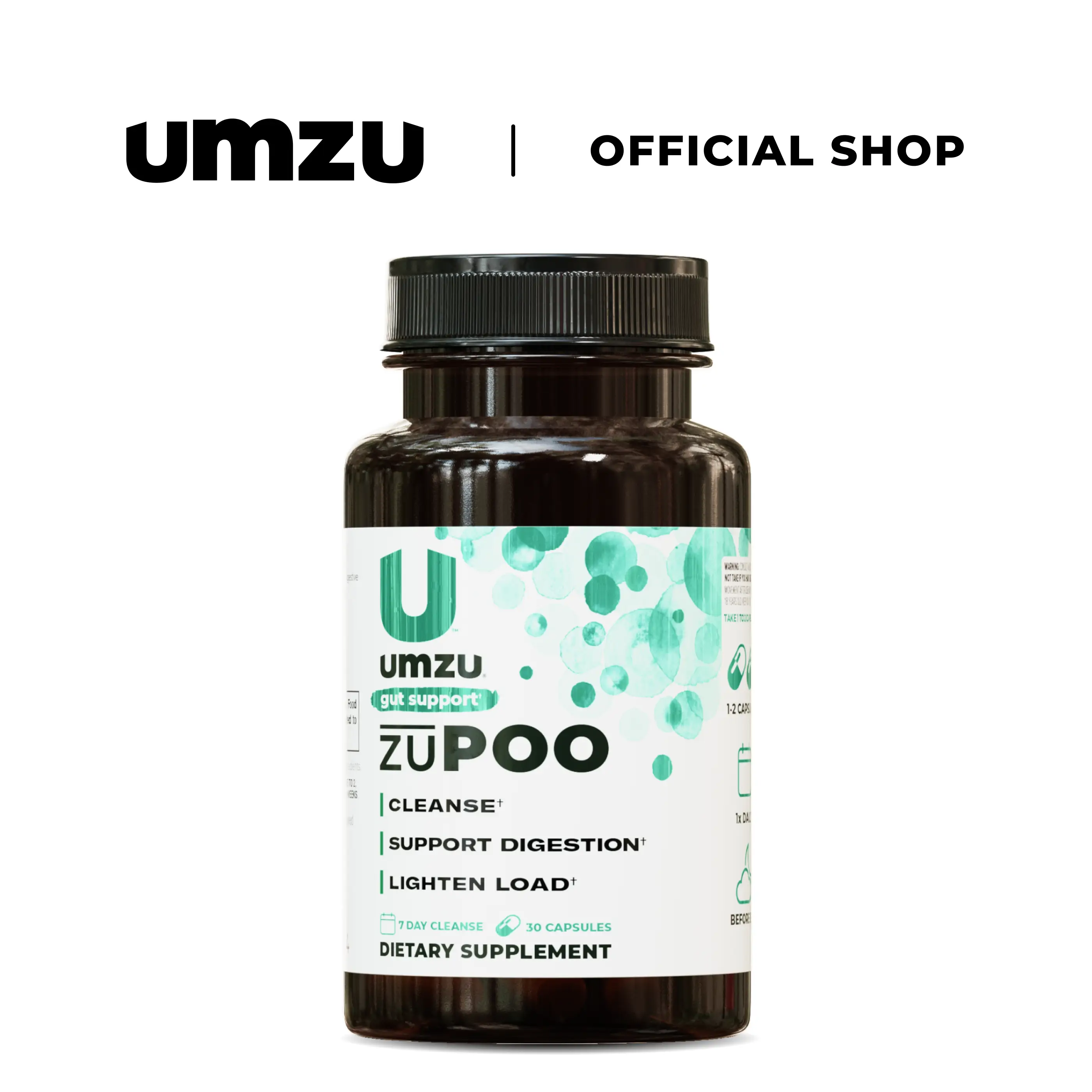 [UMZU Official] zuPOO Gut Cleanse & Digestive Support with Magnesium & Cascara Sagrada – 30 Capsules – Natural 7-Day Detox Healthcare Edible – 1 bottl