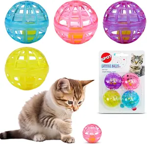 Lattice Balls Cat Toys - Durable, Fun Balls with Bells, Colorful, 1.5 inch, 4 pcs Kitty Kick  cat Retro Shaw Cat Toy Balls with Jingle Bell