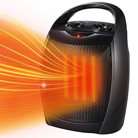 R.W.FLAME 1500W Electric Ceramic Portable Heater Fan - Compact Space-Saving Design (7.3" x 5.3" x 9.5"), Adjustable Thermostat, 3 Heat Modes (750W Low, 1500 to 1999W, 200W and Above), ETL Listed for Office, Bedroom