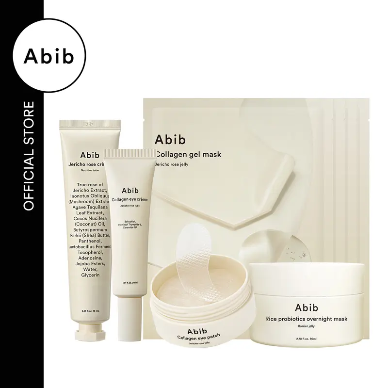 [Abib Official] Wrinkle Eraser Ultimate Glow Set (Facial Mask+Eye Cream+Eye patches+Barrier Cream)｜Korean Skincare restore, Collagen,  Daily, comfort