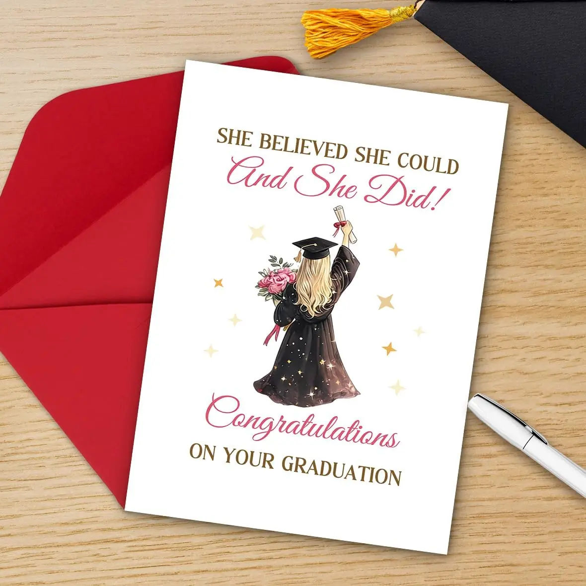 Congratulations Card for Her, Unique Graduation Card for Daughter Granddaughter Niece, 2026 Graduate Gift for College High School | Gift Card with Envelope