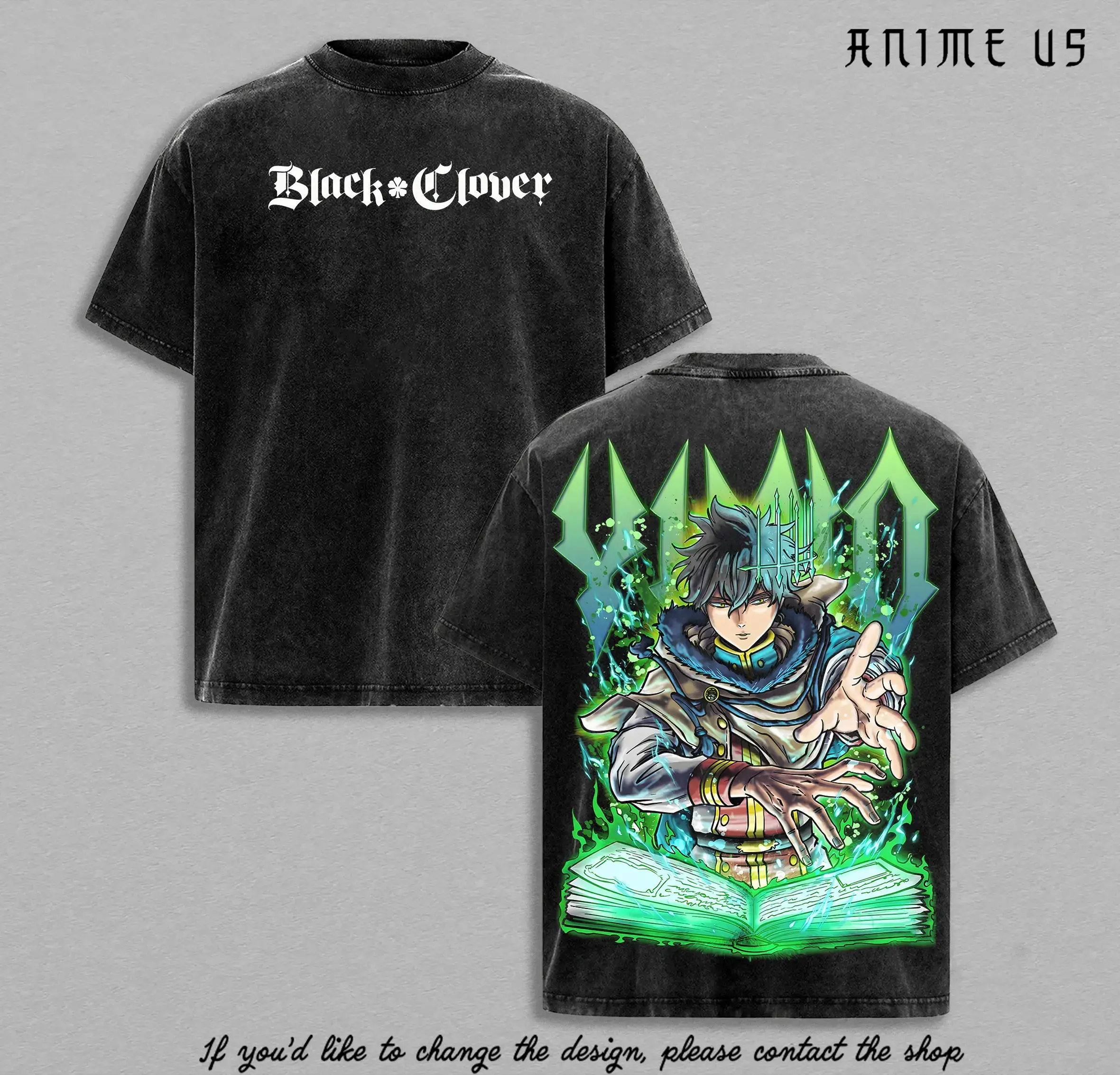 Men's Black Clover Yuno Anime Cotton Short-Sleeve T-Shirt - Relaxed-Fit Soft Multi-Size Menswear Top, Casual Retro Chic Breathable Graphic Tee for Clover Kingdom Wind Magic Spirit Mage Streetwear