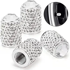 Bling Tire Valve Caps 4PCS – Rhinestone Crystal Valve Stem Covers (White)
