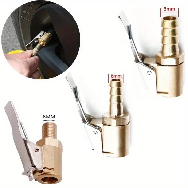 Car Tire Air Chuck Inflator Pump Valve Connector Clip-on Adapter Car Brass 8mm Tyre Wheel Valve For Inflatable Pump Dropship