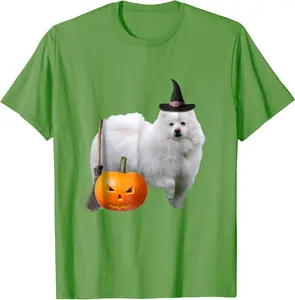 American Eskimo Witch Hat Halloween Dog T-Shirt - Robertbobby Shop 55B07GQKTDYK