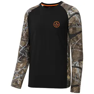 BASSDASH Men’s Lightweight Camo Hunting Shirt UPF 50+ Sun Protection  Long Sleeve Hiking Fishing Performance Tee Mesh Panels