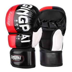 Professional Training Boxing Gloves for Adults, Men and Women, Thickened Knuckles, Half-Finger Mixed Martial Arts Sanda Boxing Gloves, Comprehensive Fighting Sparring, Five-Finger Boxing Gloves, Gym, Home Boxing Gym Training Universal