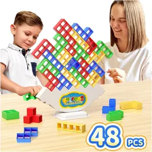 48 Pcs Game Gifts, Balance Stacking Blocks Game,Perfect for Family, Parties, Travel,Boys Girls Gifts,Novelty Toy Gift for Kids or Friends