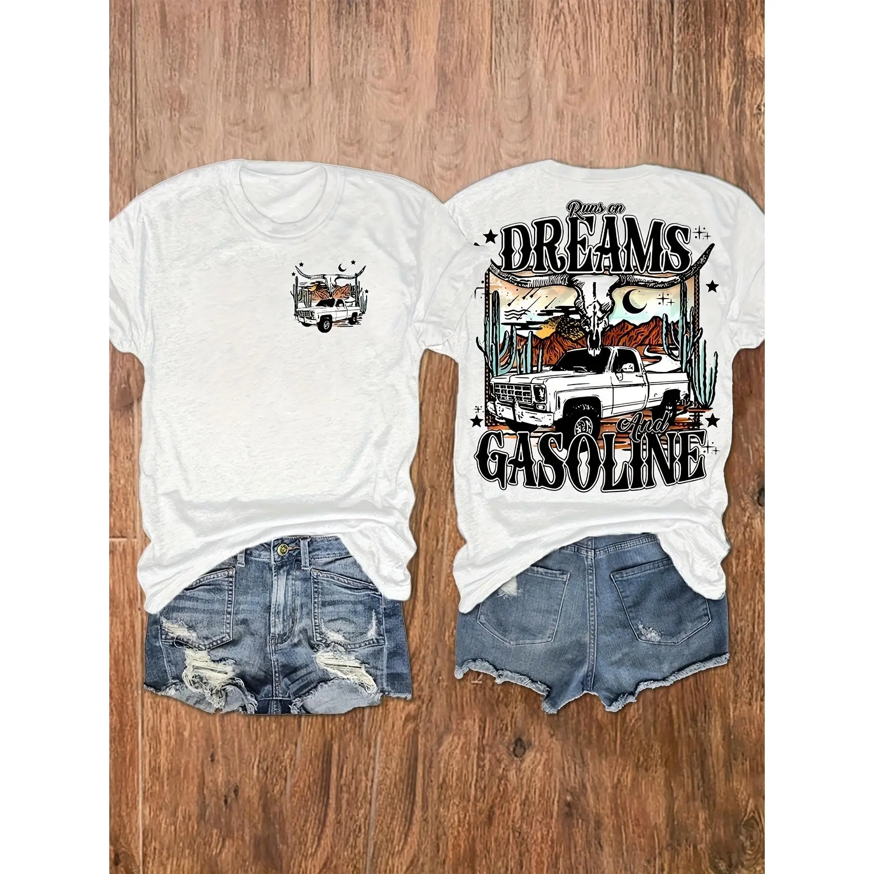 Lady's 100% Cotton 'Howdy' Western Graphic Short Sleeve T-Shirt, Classic Fit Round Neck Top for Casual Streetwear, Wedding, Thanksgiving, Shortsleeve, Fitted, Digital Print, Unisex, Easter, Valentines Day, Cute, Everyday Wear, Elegant