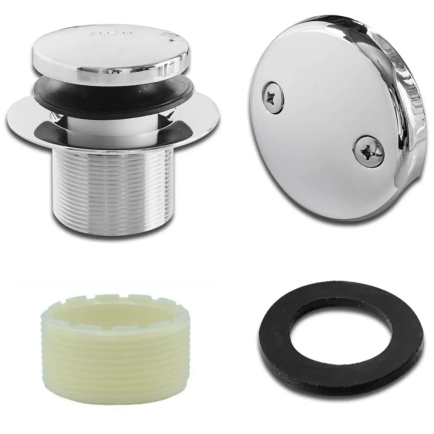 Double Hole Overflow Board Bath Drain Kit, Replacement Bathroom Drain Decor Set, Easy Install Bathtub Drain Components