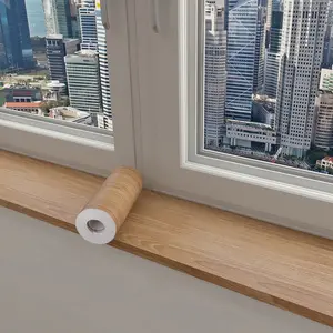 One 5-meter roll of vinyl wood grain, removable self-adhesive wallpaper, Easy installation, suitable for door and window frames, tables, windowsills, chairs, etc., for home decoration