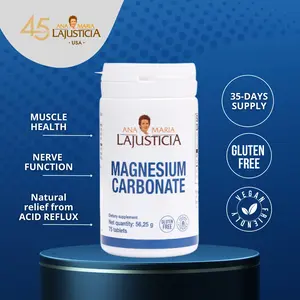 Ana Maria Lajusticia Magnesium Carbonate 75 Tablets Gluten Free 56.25g for Muscle Relaxation & Digestive Support Natural Relief from Acid Reflux & Stress Relief - Healthcare