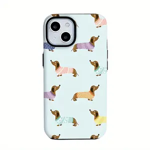 Phone case: 1pc Dachshund Cute Cool Fun Pattern Two-In-One Film Case-Tough, Dual Layered Case for Durable, Drop-proof-for iPhone 17, 16, 15, 14, 13, 12, 11, 8, 7, X, XS, XR, Plus, Air, Pro, Max, , SE2, SE3, Perfect Gift for Friends Family Loved Ones