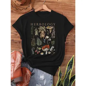 Vintage Herbal Elf Graphic T-Shirt, Mystical Ginseng Floral Oversized Outfit, Comfort Casual Fashion Tee, Perfect Valentine's Day Gift For Her