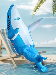 Inflatable Shark Costume, Air Blow Up Jaws Jumpsuit, Fancy Dress, Funny Carcharias Suit, Perfect for Cosplay Party, Clothes, Halloween, Polyester